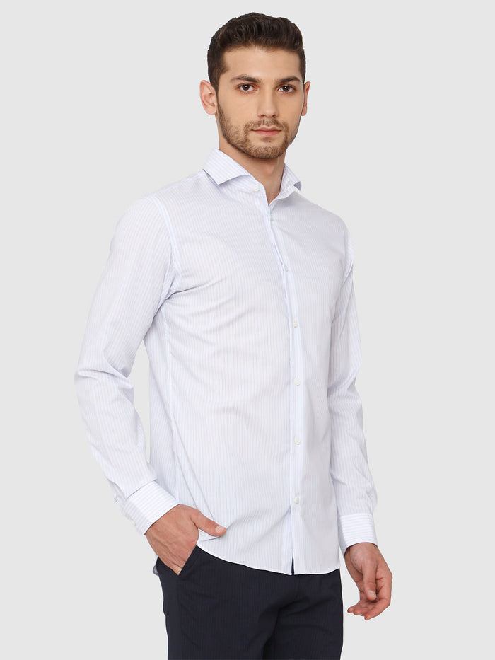 Blue Striped Full Sleeves Shirt