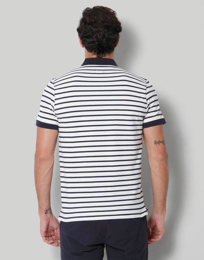 Blue Striped Polo Neck T-Shirt