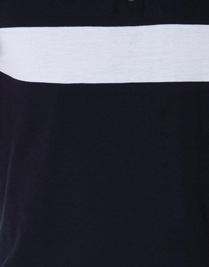 Blue Striped Polo Neck T-Shirt