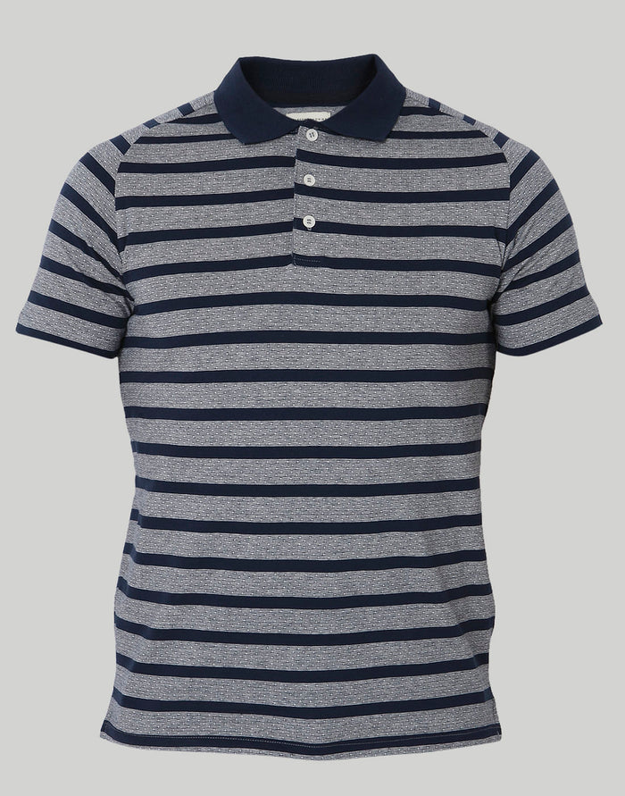 Blue Striped Polo Neck T-Shirt