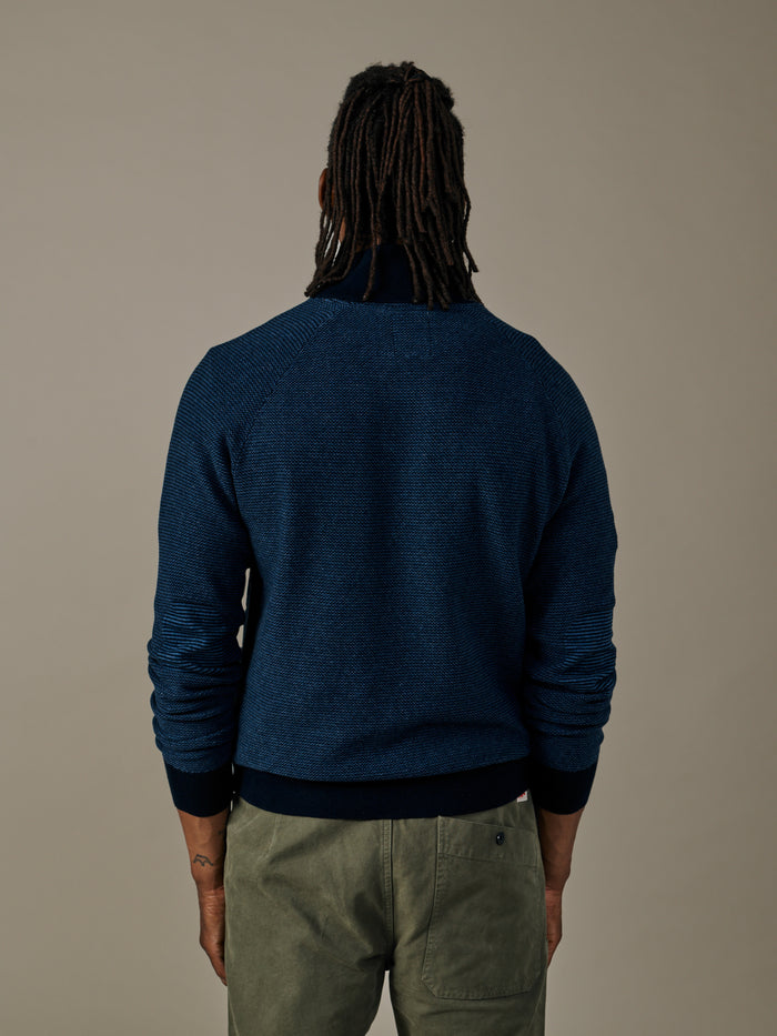 Aubin Navy Mix Bonby Cotton Zip Neck | Zip Neck