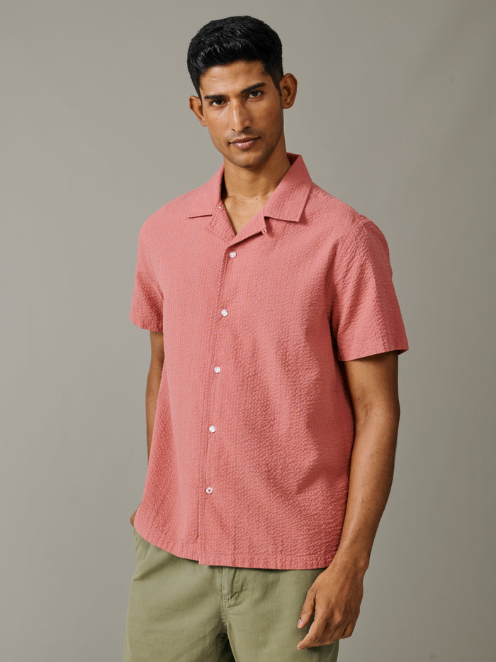 Aubin Rose Brambling Seersucker Short Sleeved Shirt | Short Sleeve Shirt