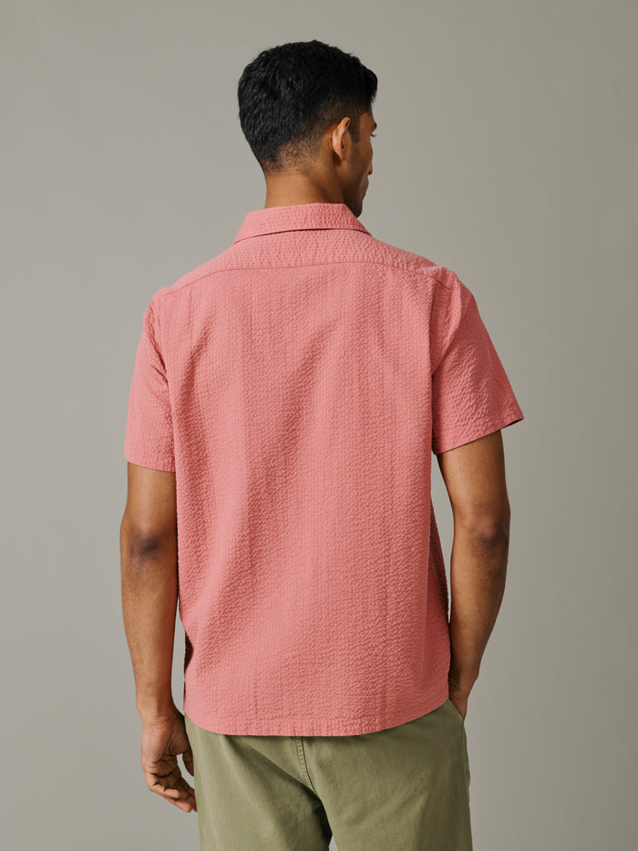 Aubin Rose Brambling Seersucker Short Sleeved Shirt | Short Sleeve Shirt