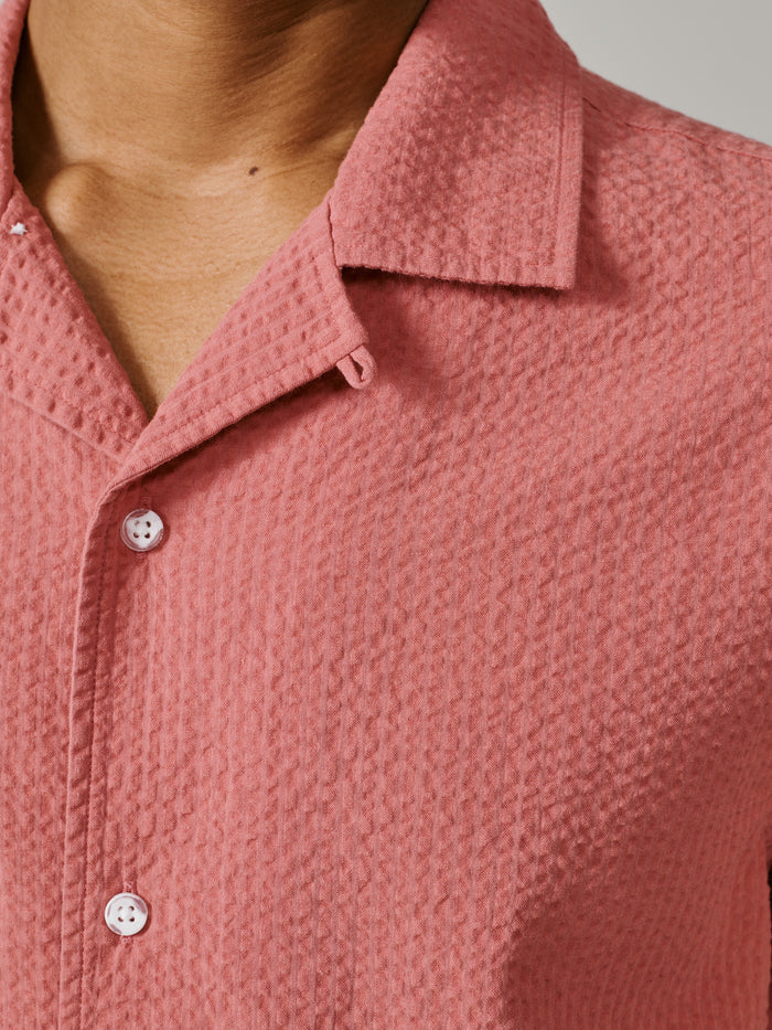 Aubin Rose Brambling Seersucker Short Sleeved Shirt | Short Sleeve Shirt