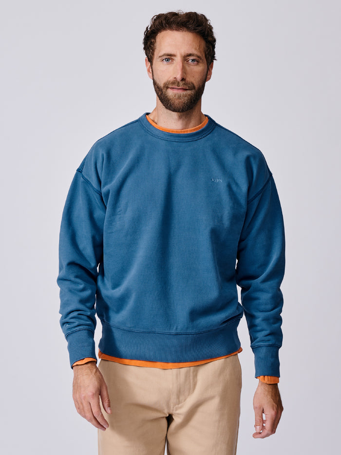 Aubin Washed Cobalt Brandon Crew Neck Sweat | Crew Neck