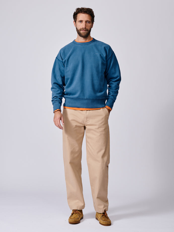 Aubin Washed Cobalt Brandon Crew Neck Sweat | Crew Neck
