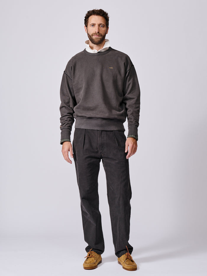 Aubin Washed Black Brandon Crew Neck Sweat | Crew Neck