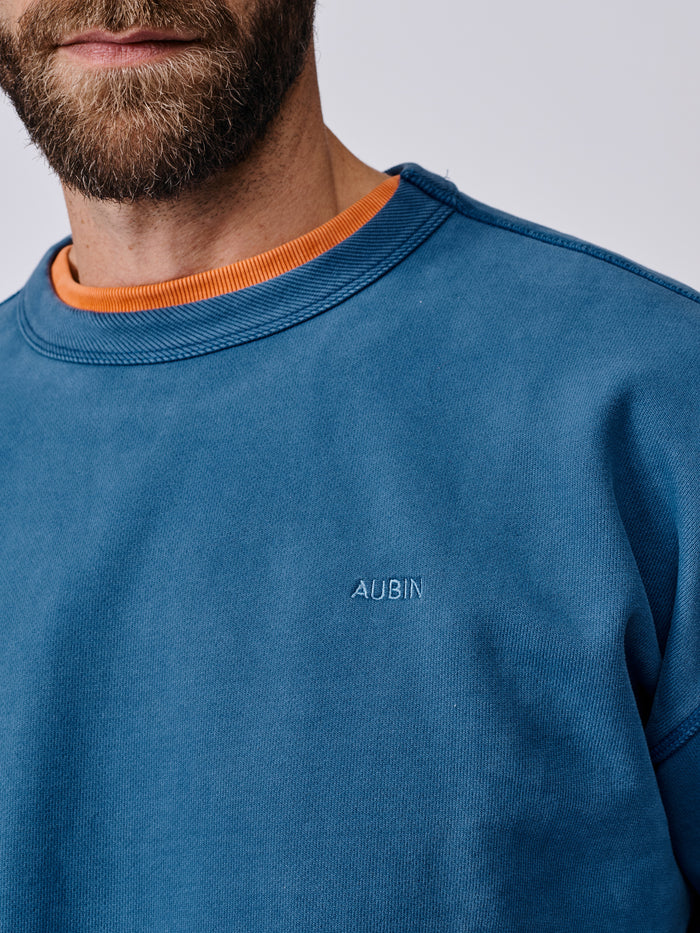 Aubin Washed Cobalt Brandon Crew Neck Sweat | Crew Neck