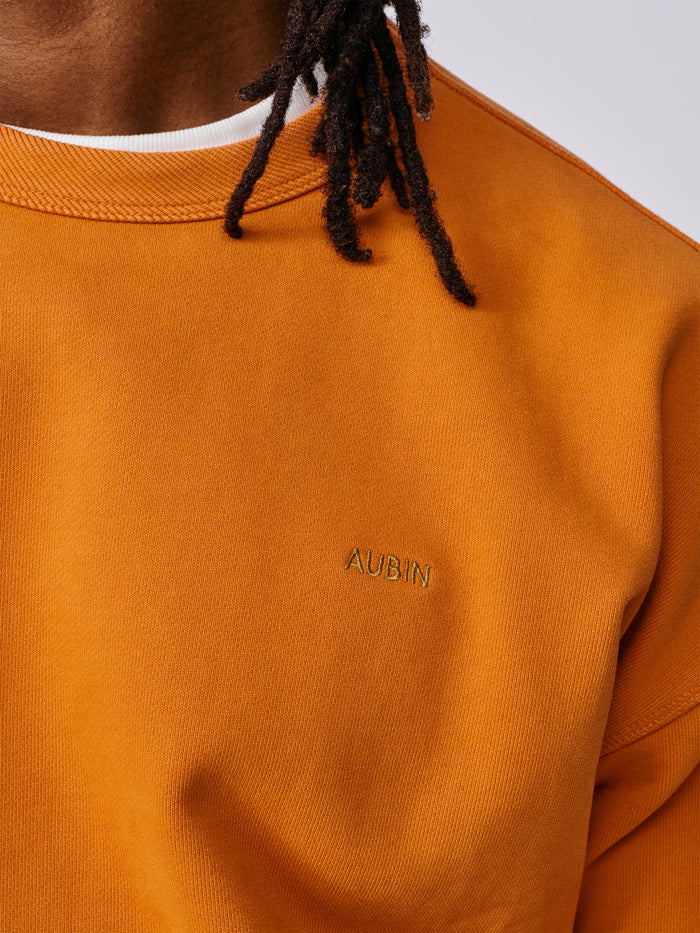 Aubin Washed Orange Brandon Crew Neck Sweat | Crew Neck