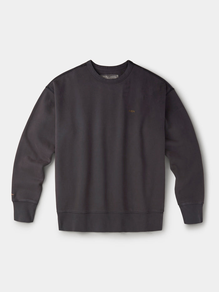 Aubin Washed Black Brandon Crew Neck Sweat | Crew Neck