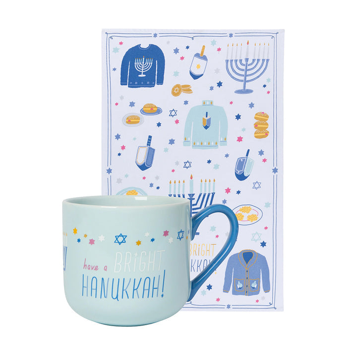 Bright Hanukkah Mug and Tea Towel Gift Set - The New York Public Library Shop