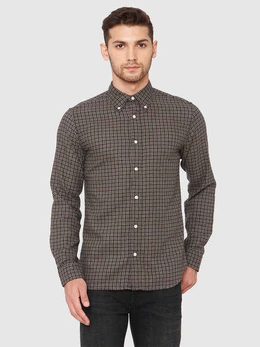 Brown Check Full Sleeves Shirt