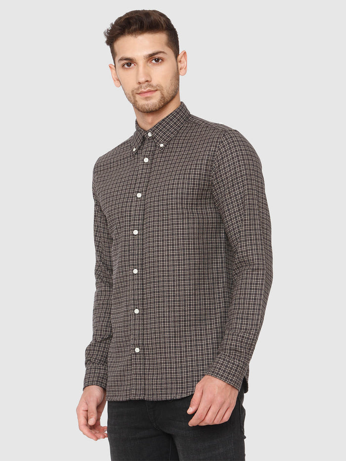 Brown Check Full Sleeves Shirt