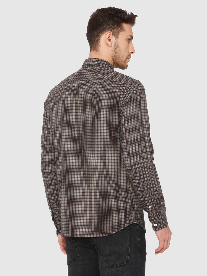 Brown Check Full Sleeves Shirt