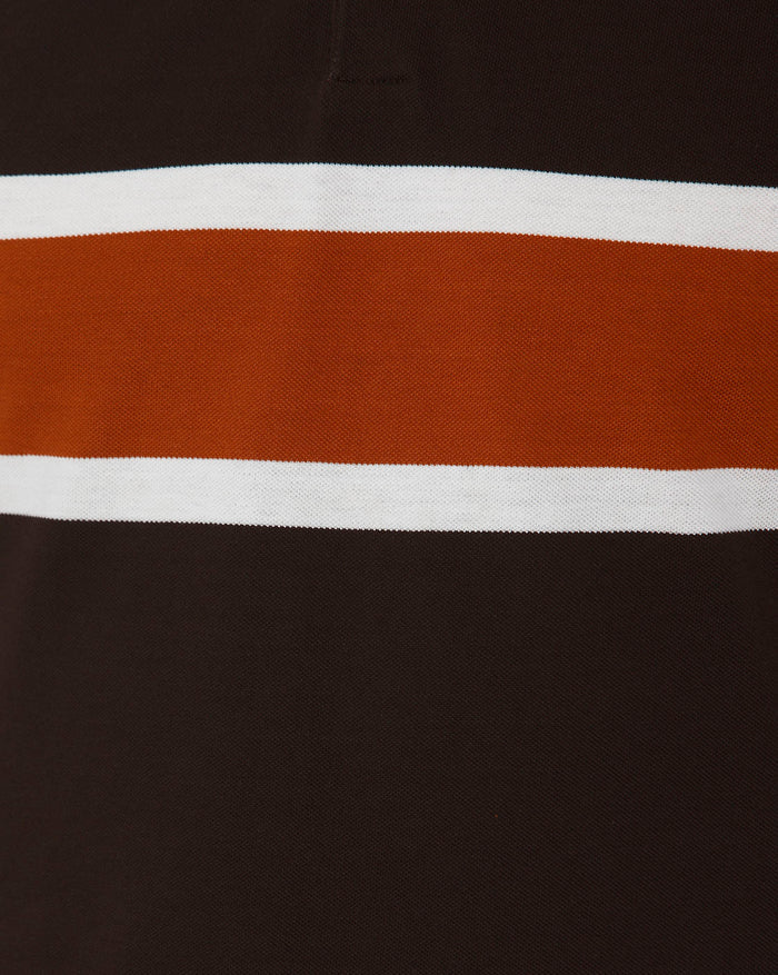Brown Colourblocked Polo Neck T-Shirt