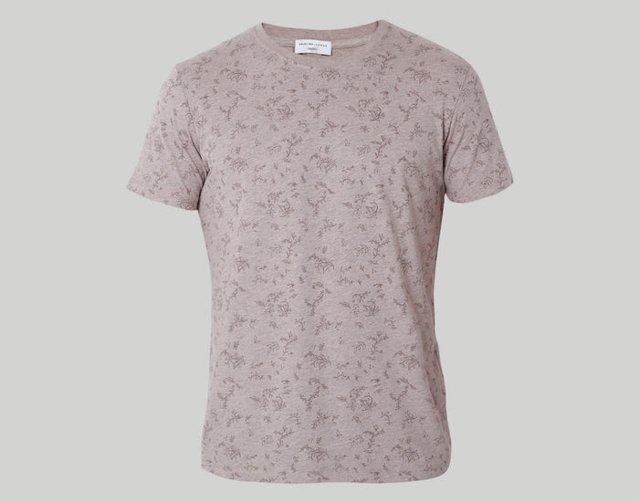 Brown Floral Print Crew Neck T-Shirt