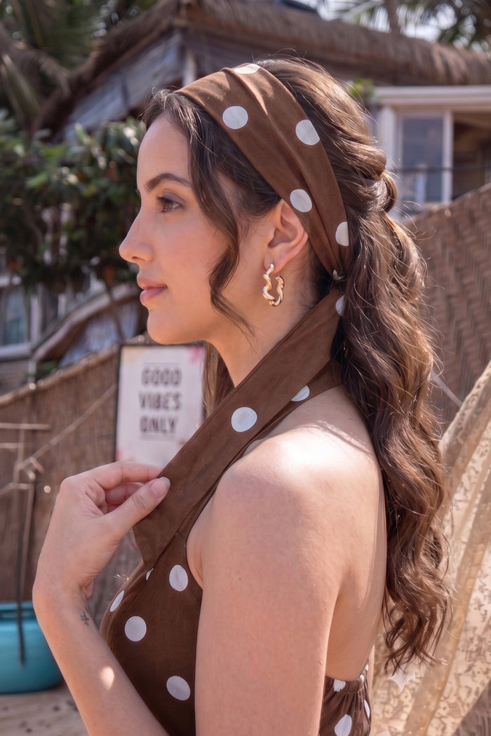 Brown Polka Headband