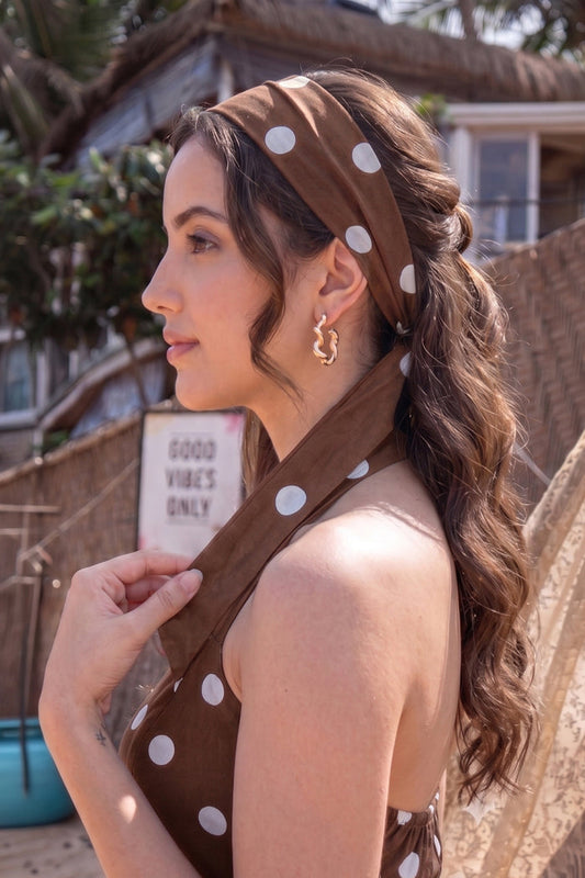 Brown Polka Headband