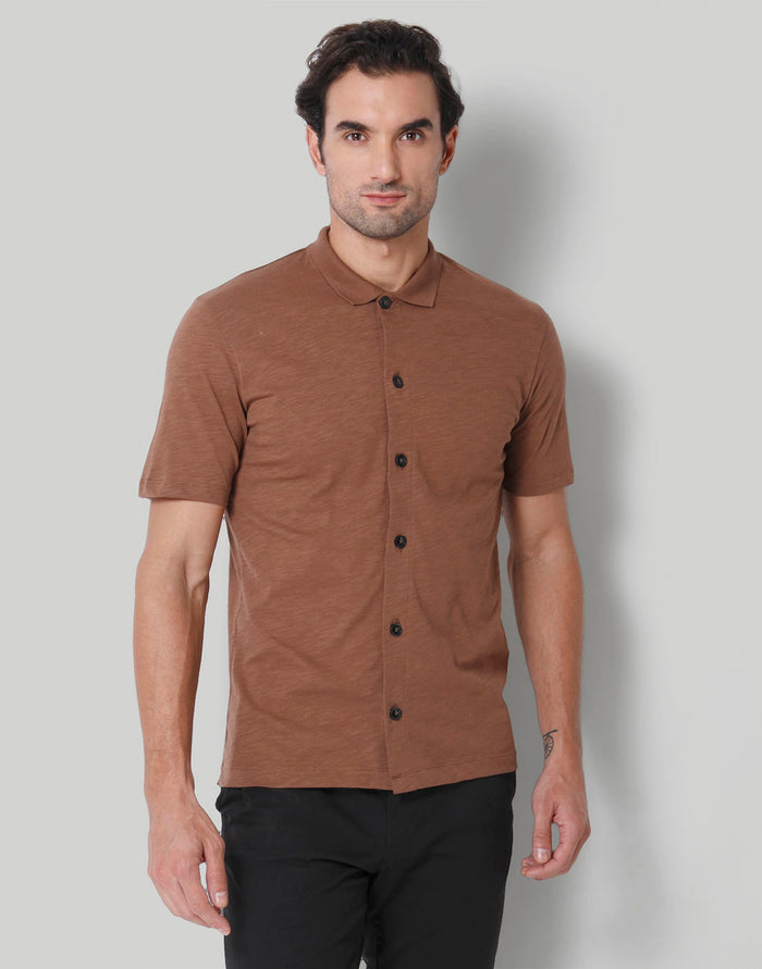 Brown Polo Neck T-Shirt