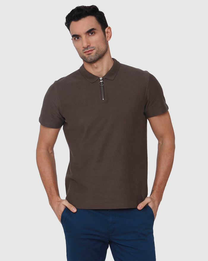 Brown Polo Neck T-Shirt
