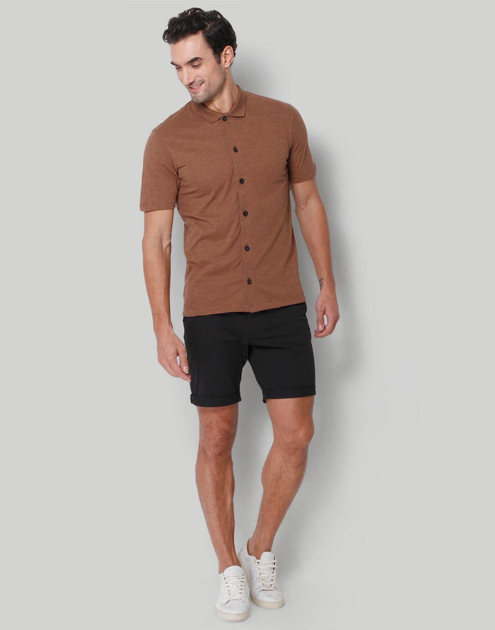 Brown Polo Neck T-Shirt
