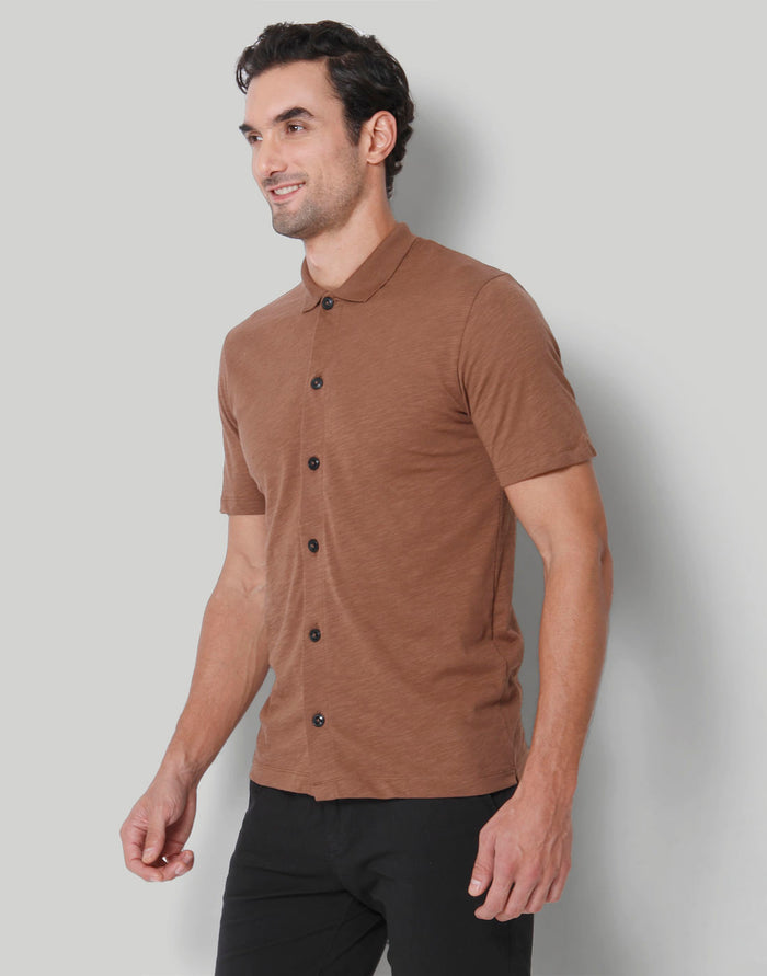 Brown Polo Neck T-Shirt