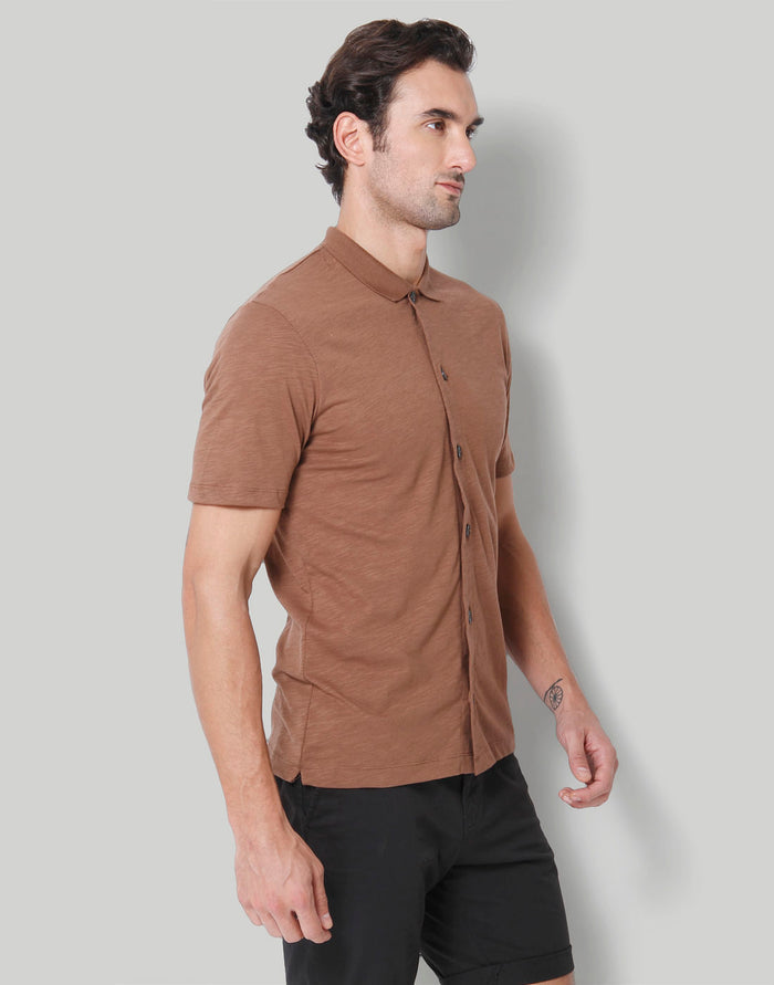 Brown Polo Neck T-Shirt