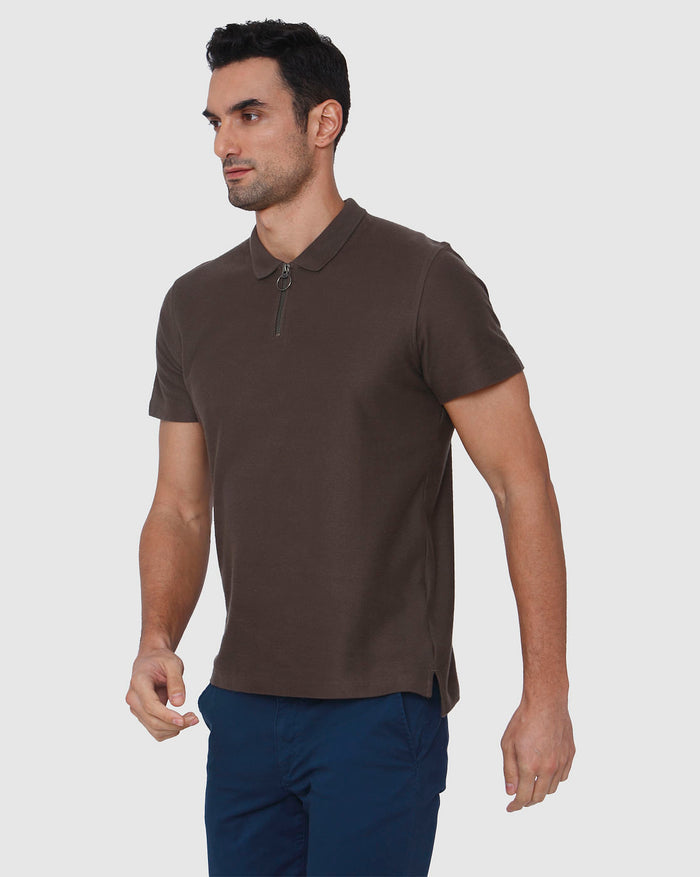Brown Polo Neck T-Shirt