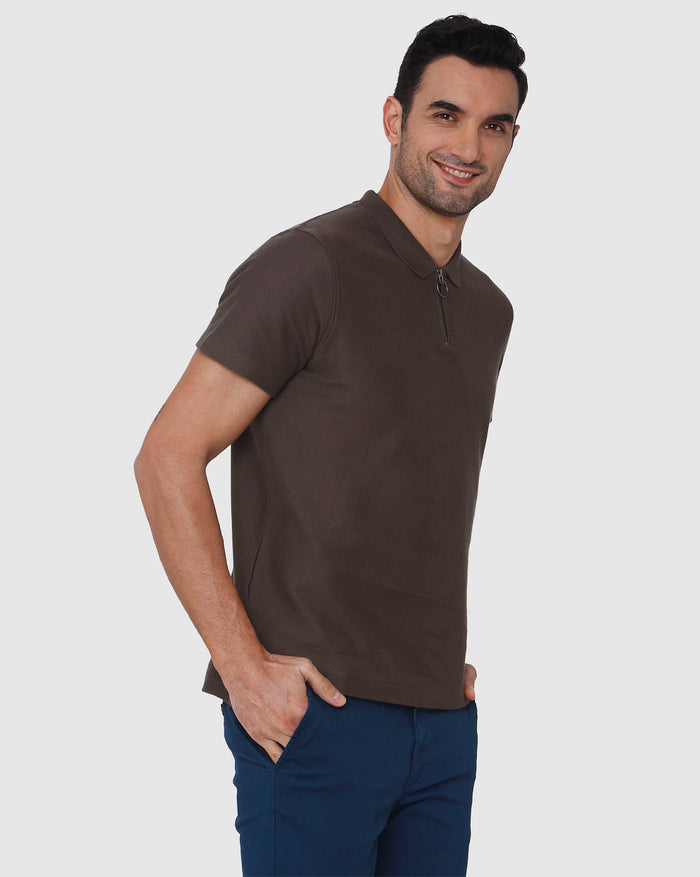Brown Polo Neck T-Shirt