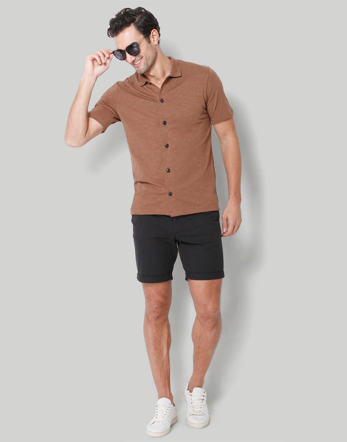 Brown Polo Neck T-Shirt