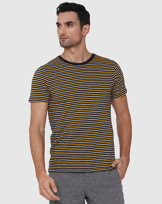 Brown Striped Crew Neck T-Shirt