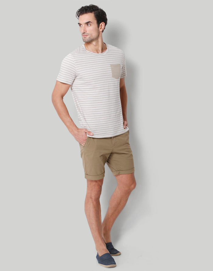 Brown Striped Crew Neck T-Shirt