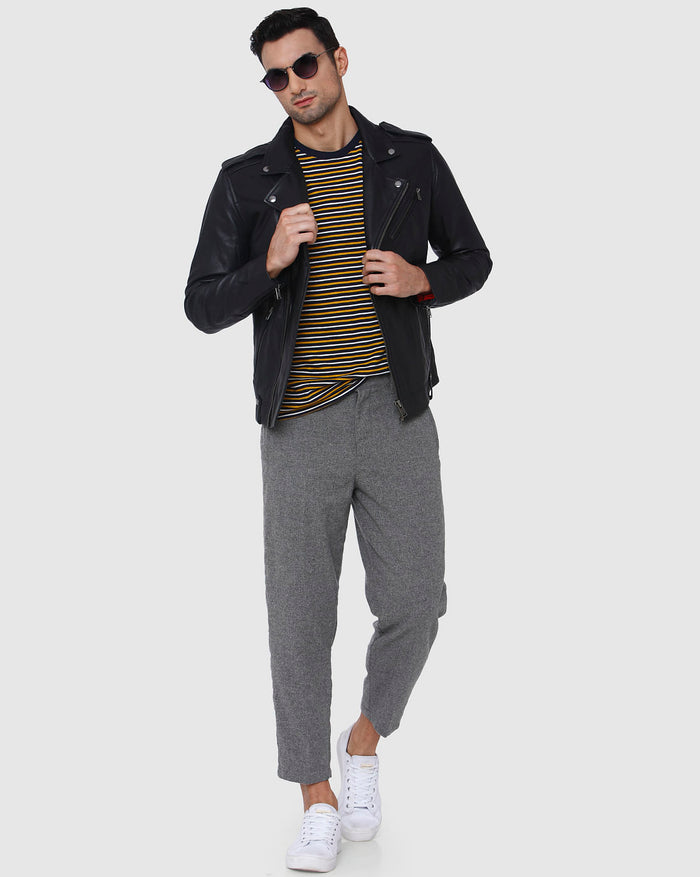 Brown Striped Crew Neck T-Shirt