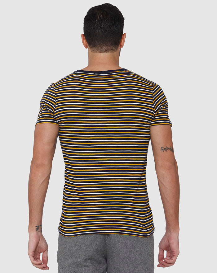 Brown Striped Crew Neck T-Shirt