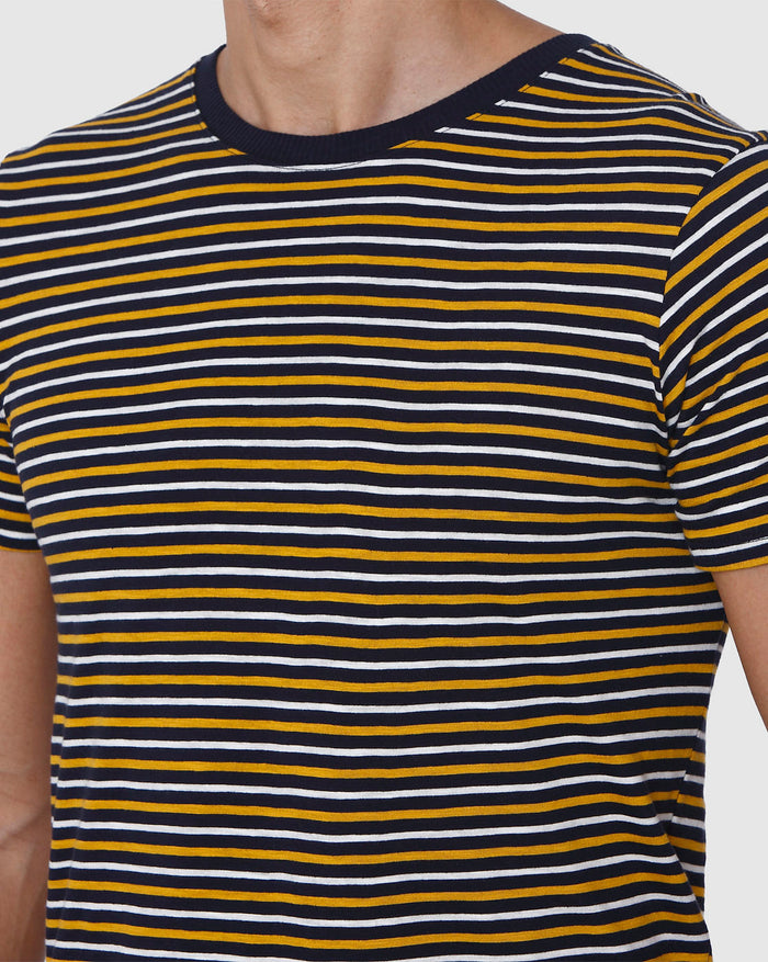 Brown Striped Crew Neck T-Shirt
