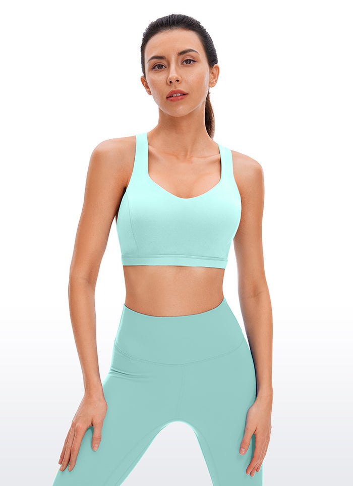 CRZ YOGA Women's Yoga Light Support Brushed Nakedfeel Strappy Bra OASIS