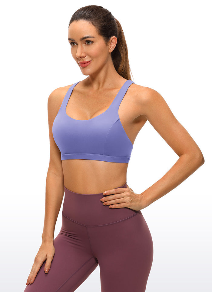 CRZ YOGA Women's Yoga Light Support Brushed Nakedfeel Strappy Bra Mystic Violet