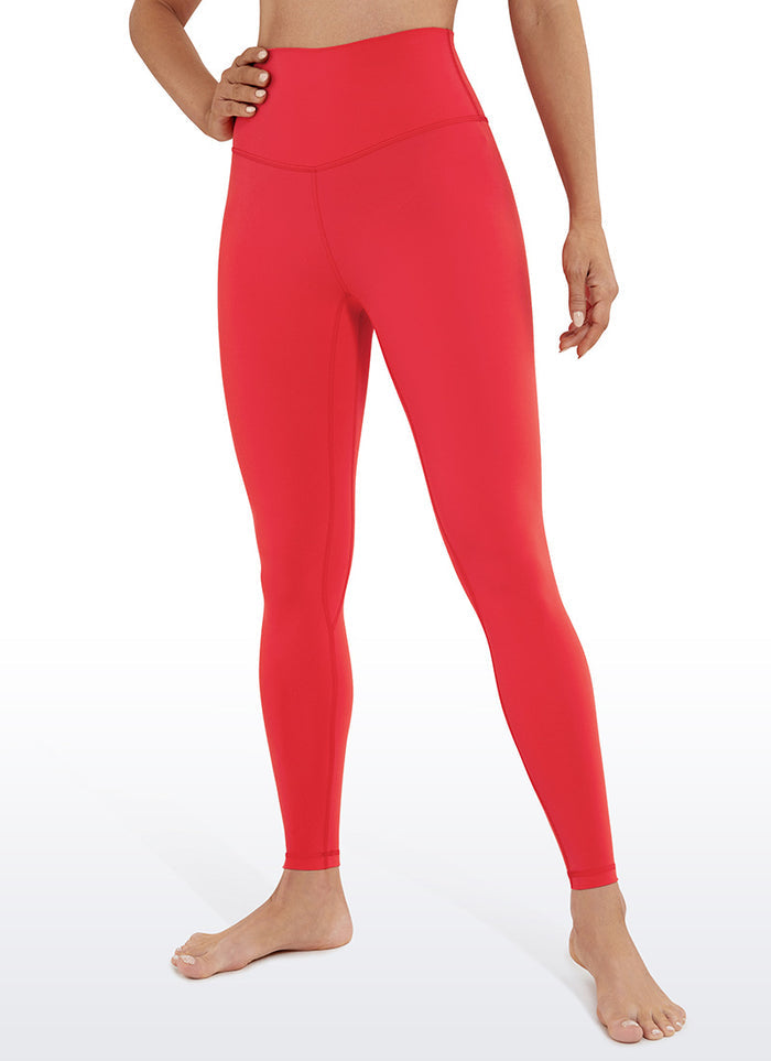 CRZ YOGA Women's Yoga High Rise Brushed Nakedfeel Leggings 28'' Crimson