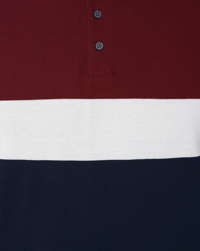 Burgundy Colourblocked Polo Neck T-Shirt