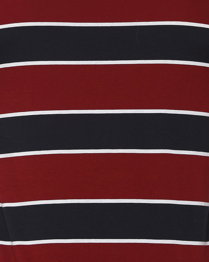Burgundy Striped Crew Neck T-Shirt