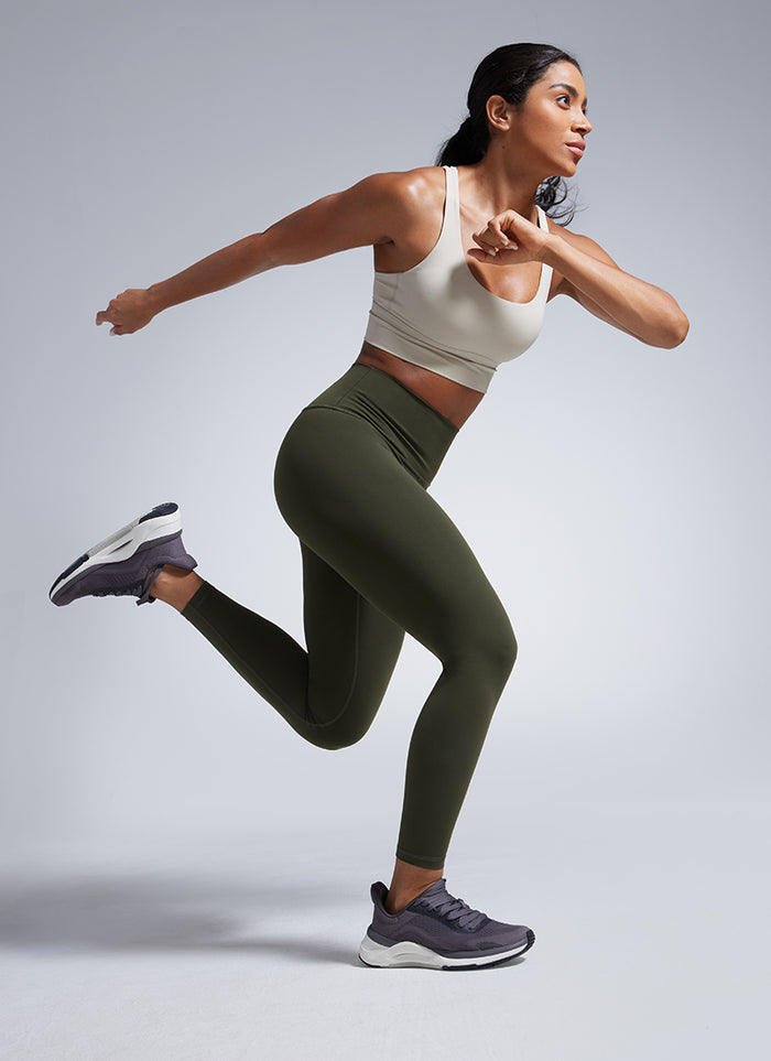 CRZ YOGA Women's Workout High Rise Butterbreeze Training Leggings 25'' Olive Green