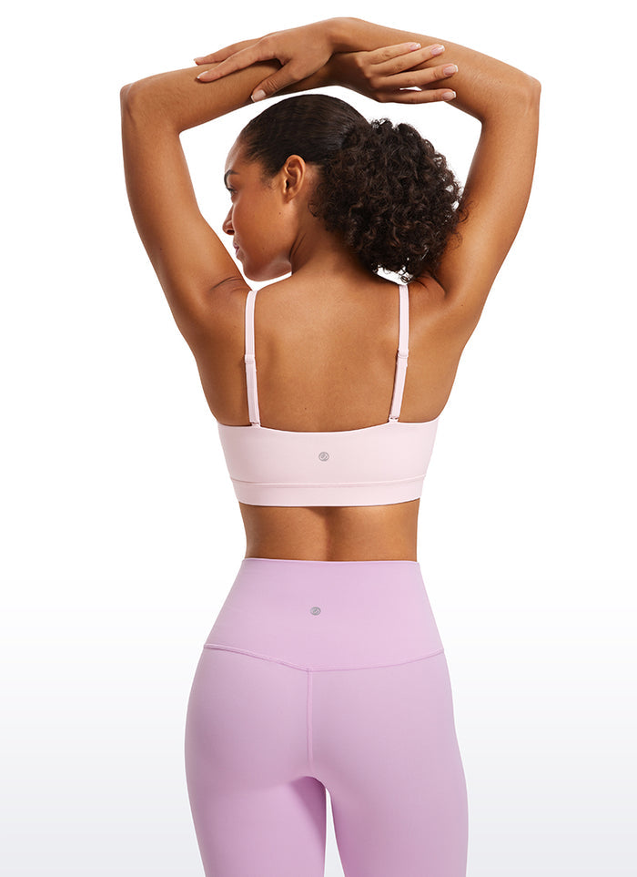 CRZ YOGA Womens Butterluxe  Adjustable Spaghetti Thin Strap Sports Bra Strawberry Pink