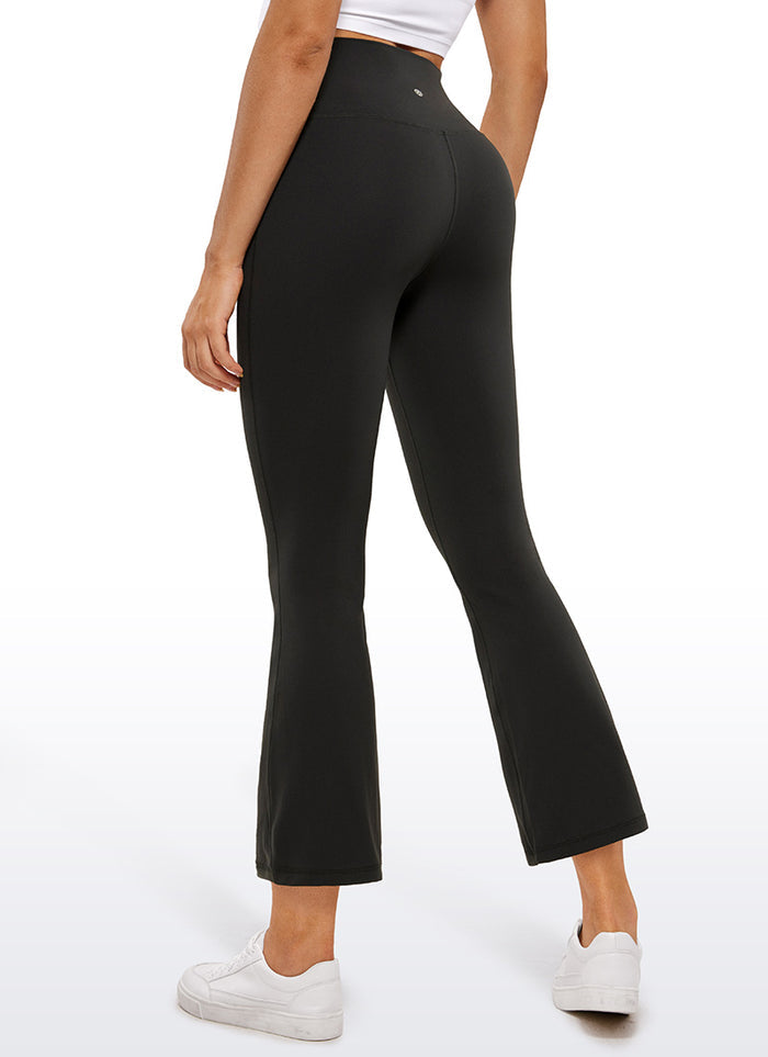 CRZ YOGA Womens Butterluxe Flare Leggings 25.6" - High Waist V Cross Black