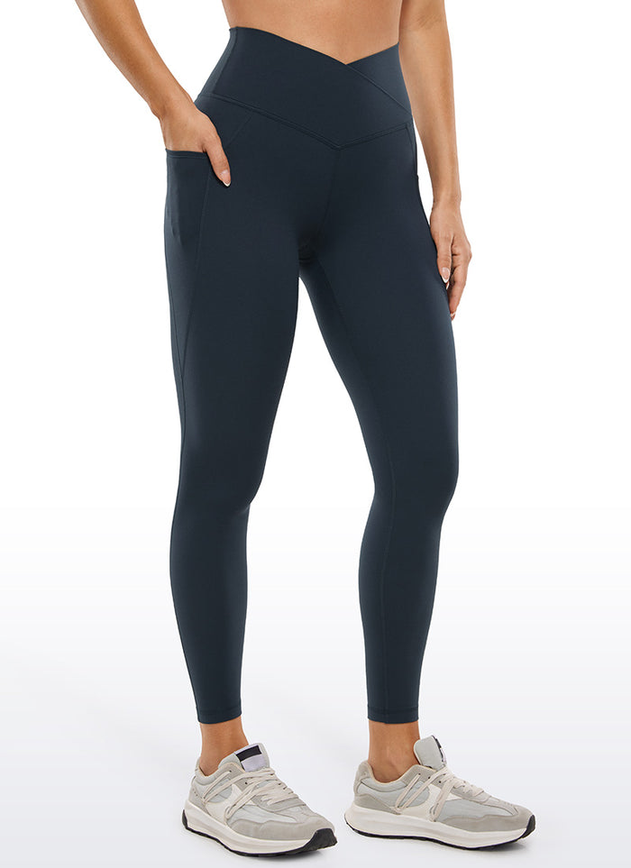 CRZ YOGA Butterluxe Womens Crossover Waist Leggings with Pockets 25" True Navy