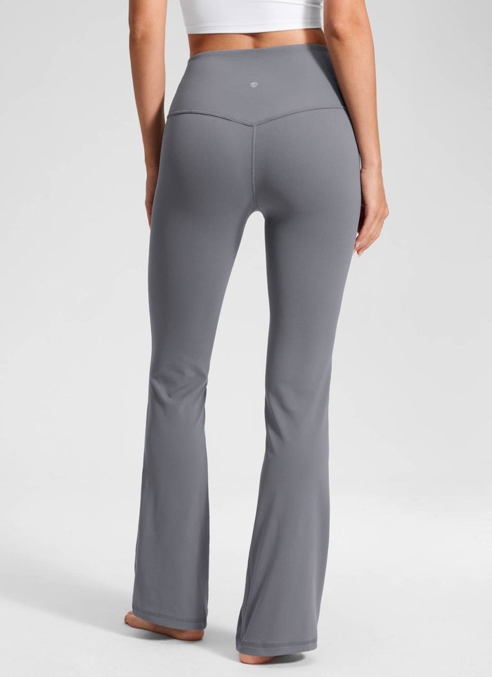 CRZ YOGA Women's Yoga High Waist Butterluxe Flare Pocket Leggings 29" Solar Grey