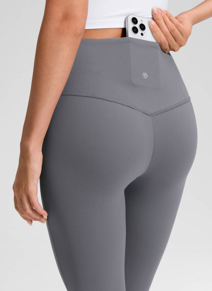 CRZ YOGA Women's Yoga High Waist Butterluxe Flare Pocket Leggings 29" Solar Grey