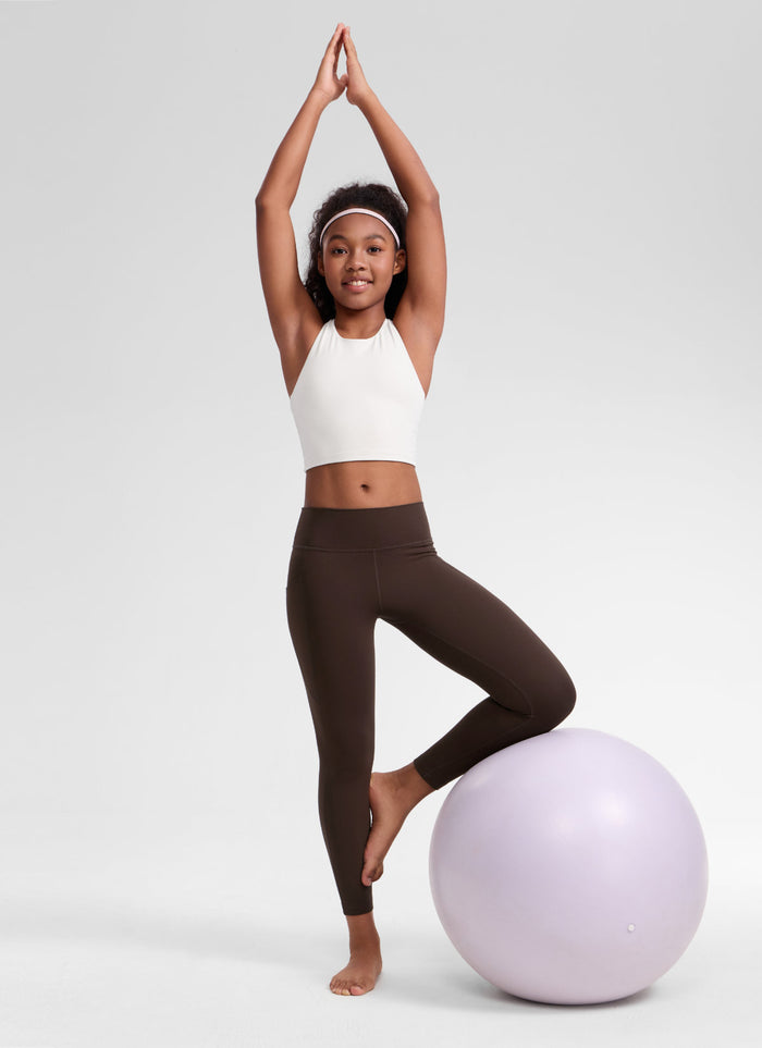 CRZ YOGA Girl's Active Sports Yoga Lounge Butterluxe Yoga Leggings Hot Fudge Brown
