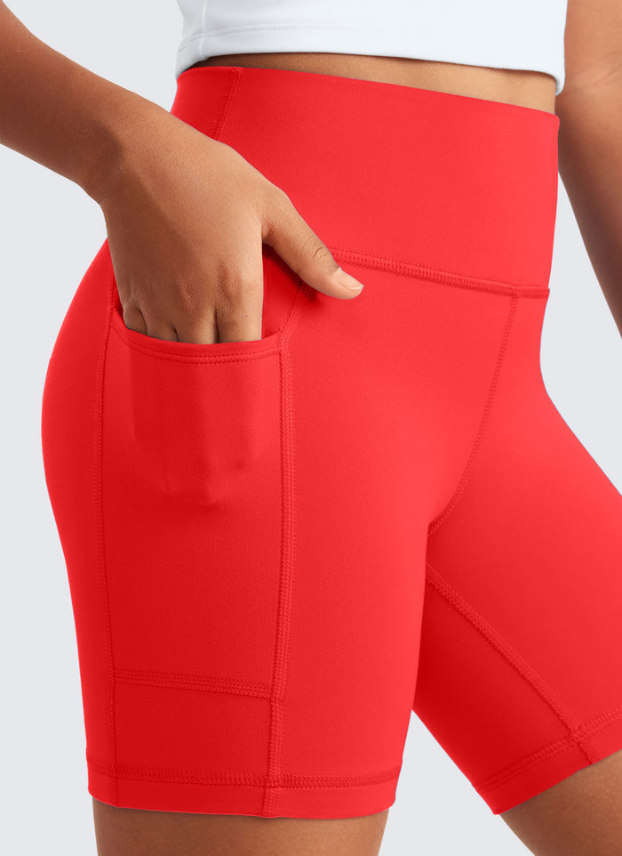 CRZ YOGA Girl's Active Sports Yoga Lounge Butterluxe Yoga Biker Shorts Deep Red