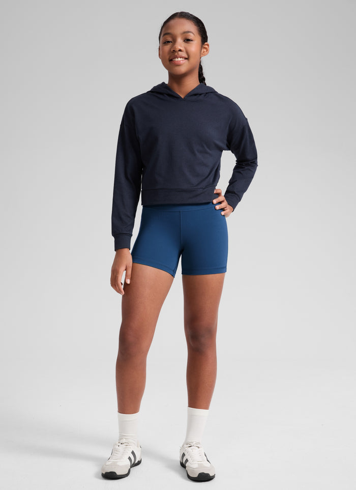 CRZ YOGA Girl's Active Sports Yoga Lounge Butterluxe Yoga Shorts 3'' French Navy