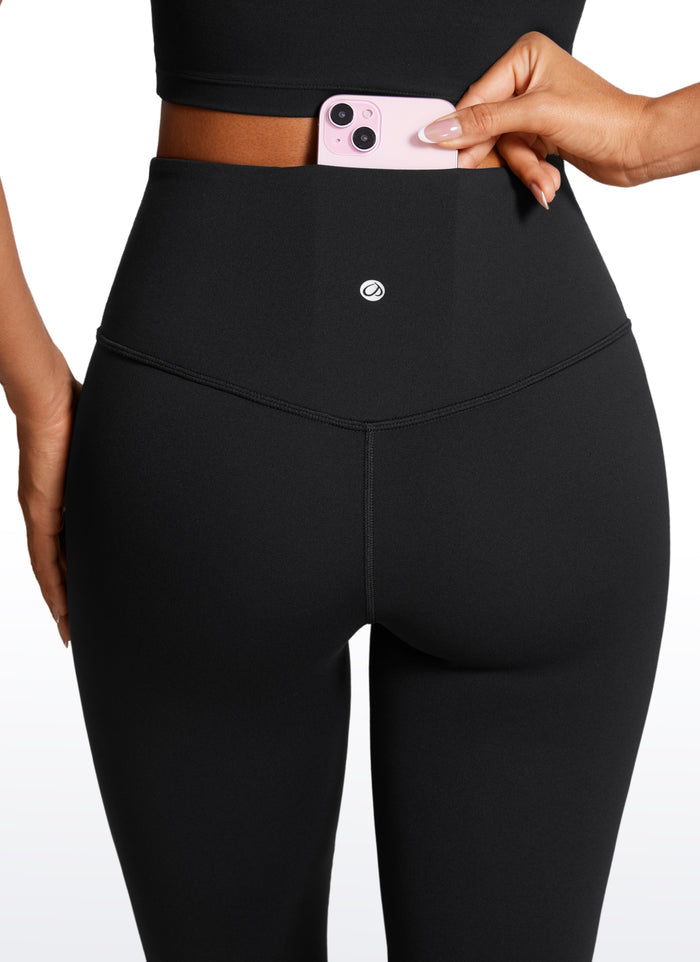 Butterluxe High Waist Flare Wide Leg Bootcut Pockets Leggings 23" Black